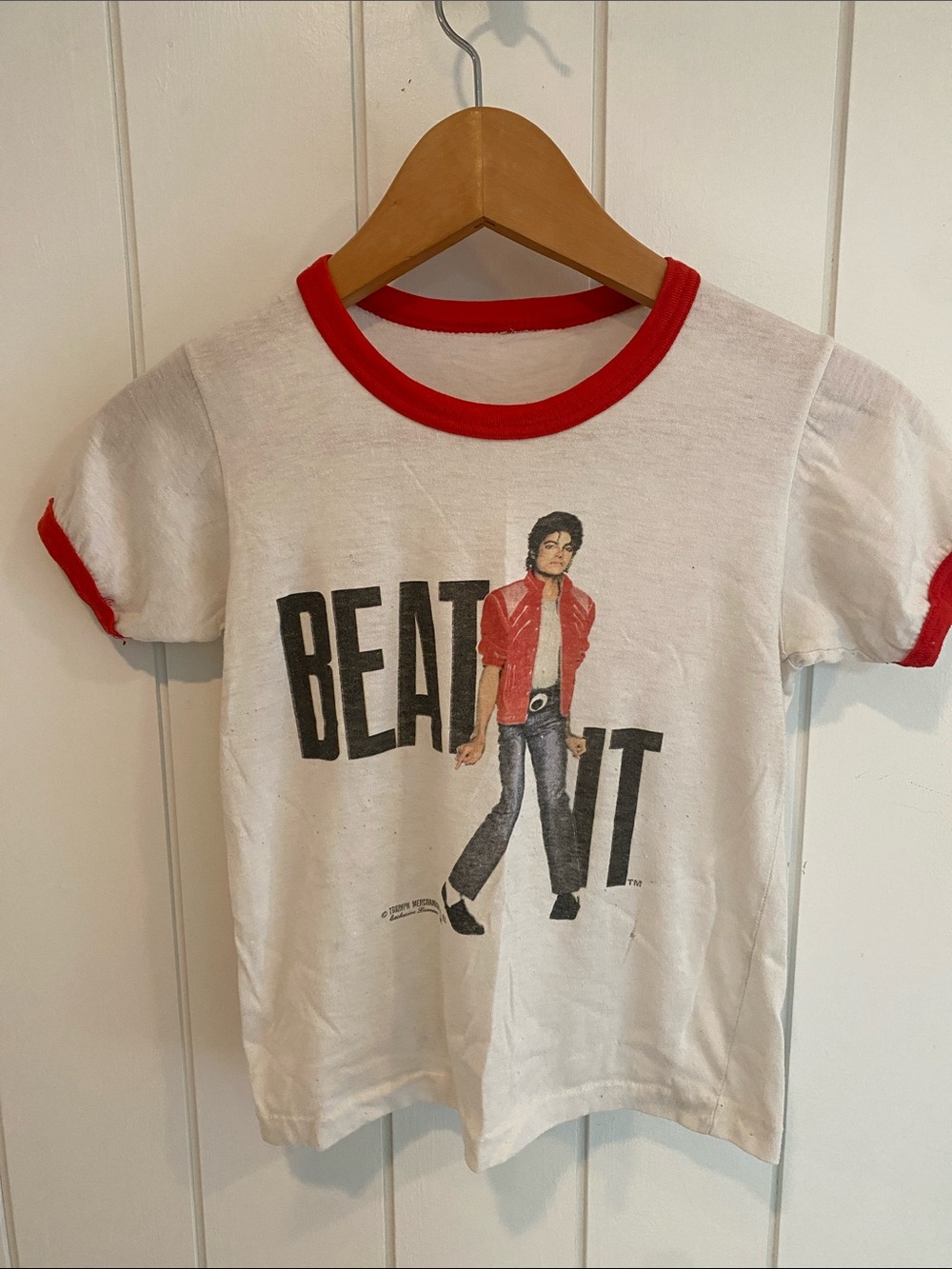 Kids White and Red Graphic Ringer Tee